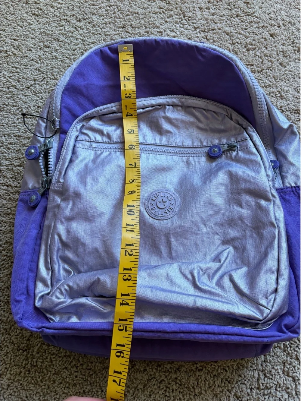 Kipling Seoul Large Metallic Purple Laptop Backpack  NWOT two tone
